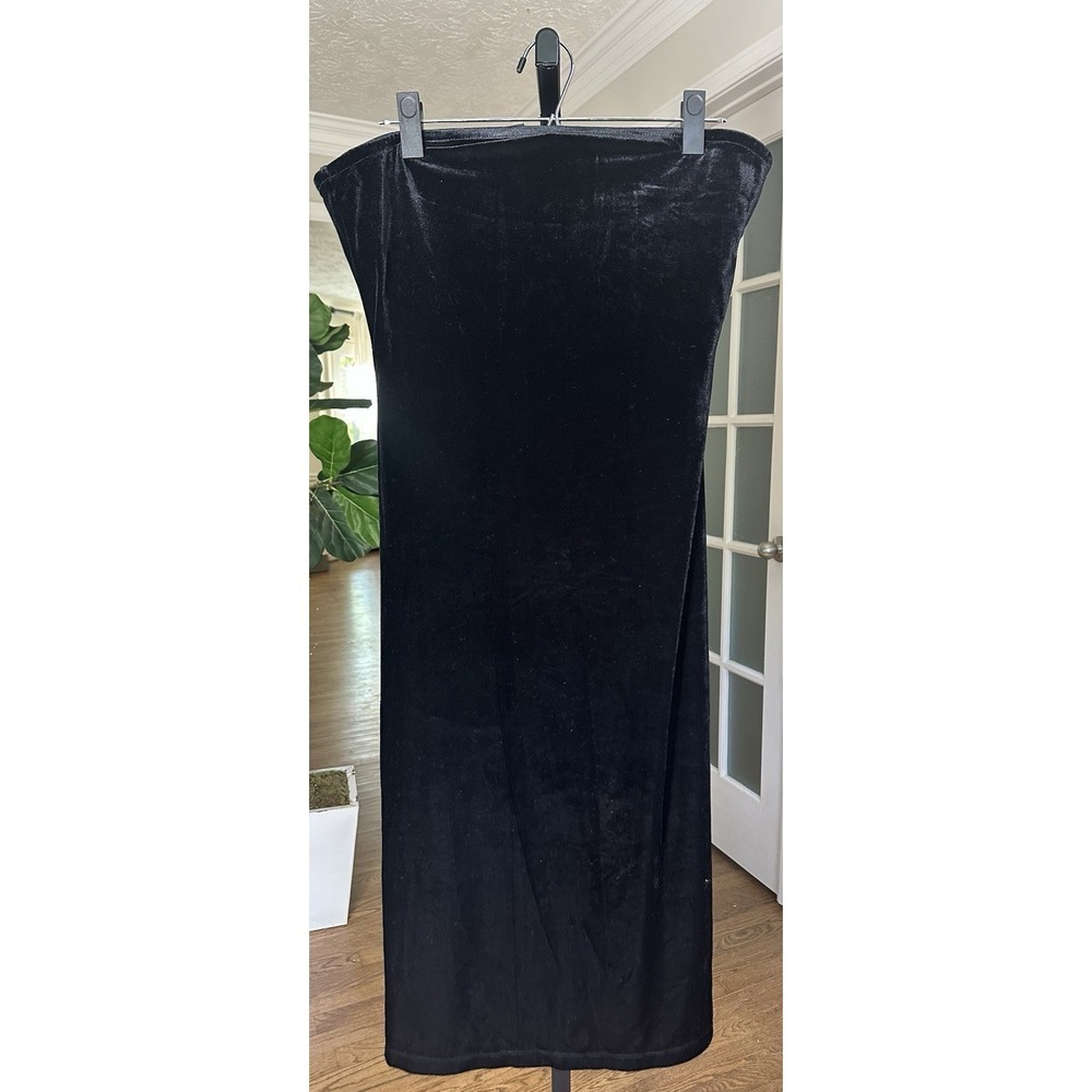 The Limited Black Velvet Strapless Midi Dress